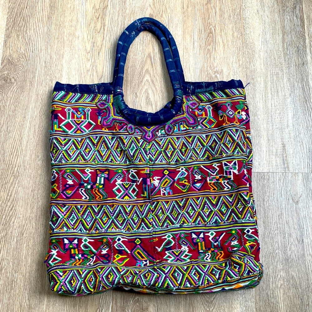 Aztec pattern big canvas tote.